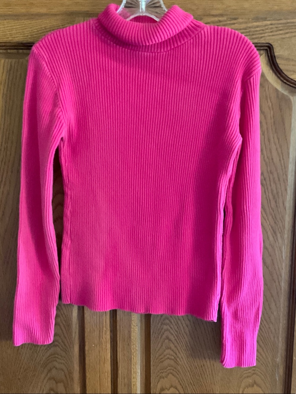 Expressions Bright Pink Ribbed Turtleneck Sweater